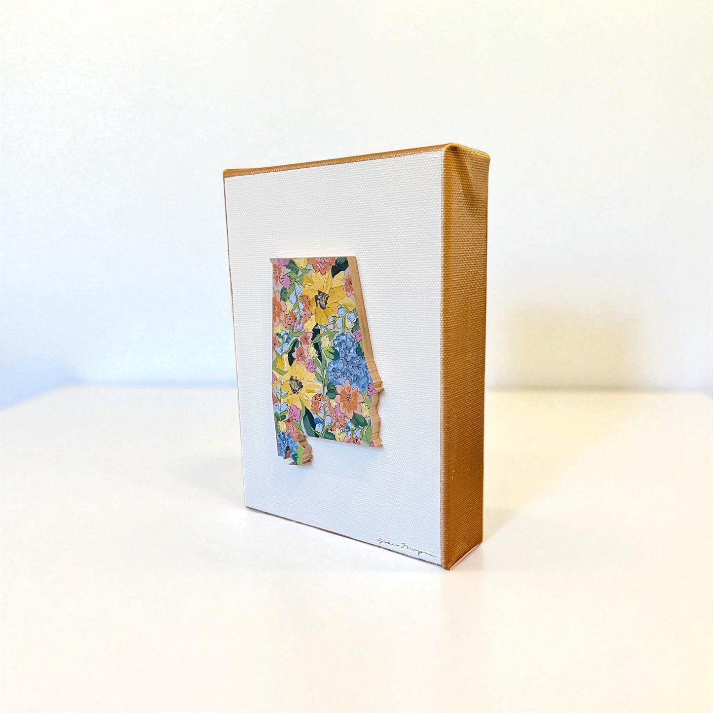 Alabama Floral State Silhouette shelf art No. 2