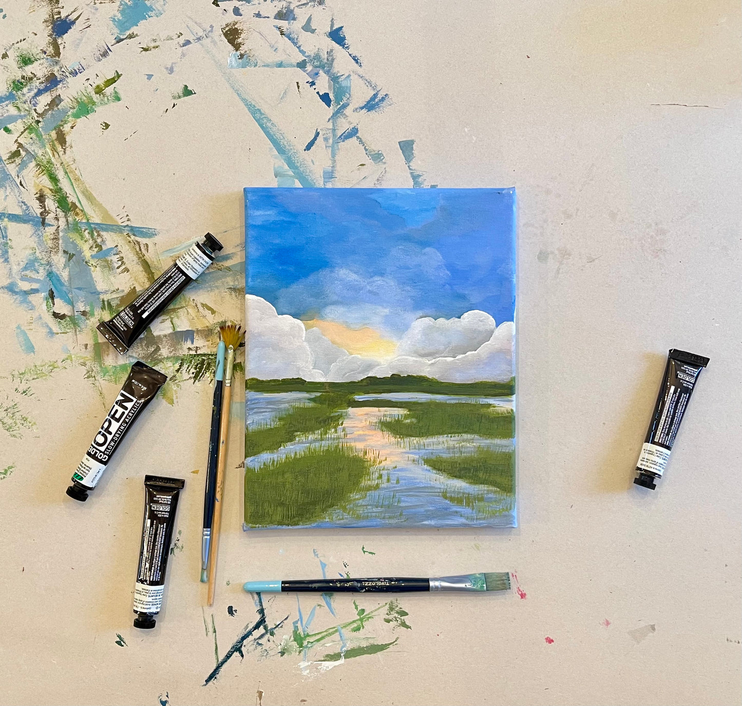 “The Marsh at Sunset” Original Coastal Landscape Painting