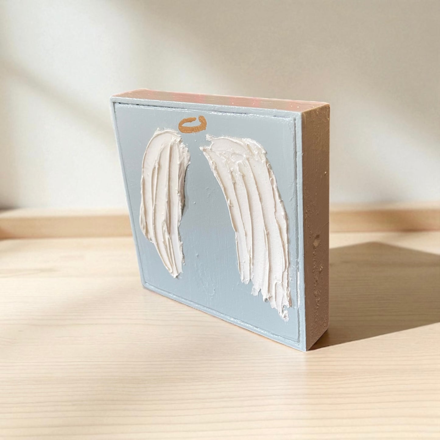 Angel Wings Textured Shelf Art