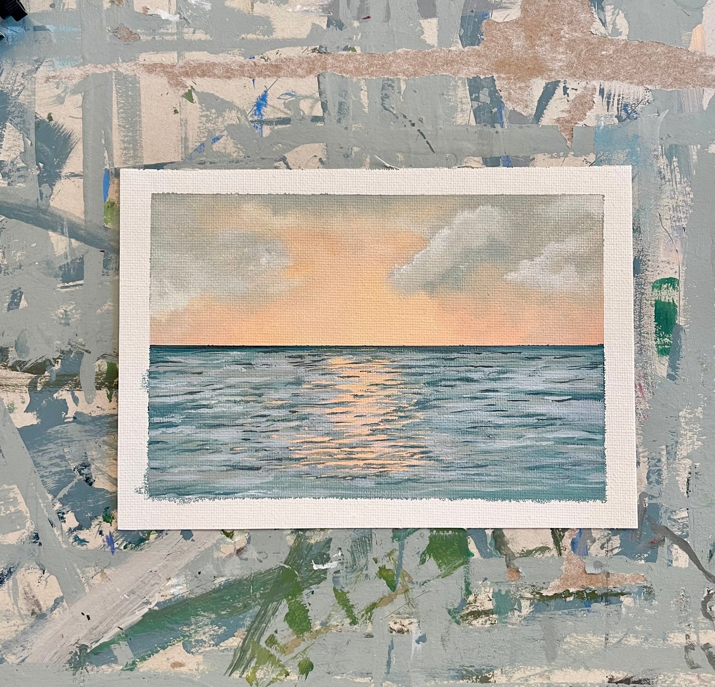 “Peach Sunset” Original Framed Painting
