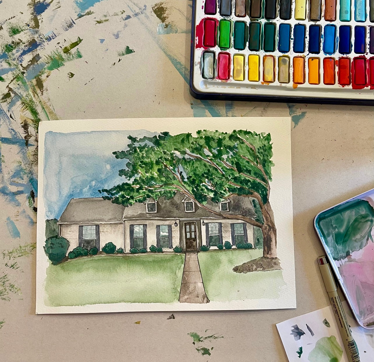 Custom Watercolor House Portrait
