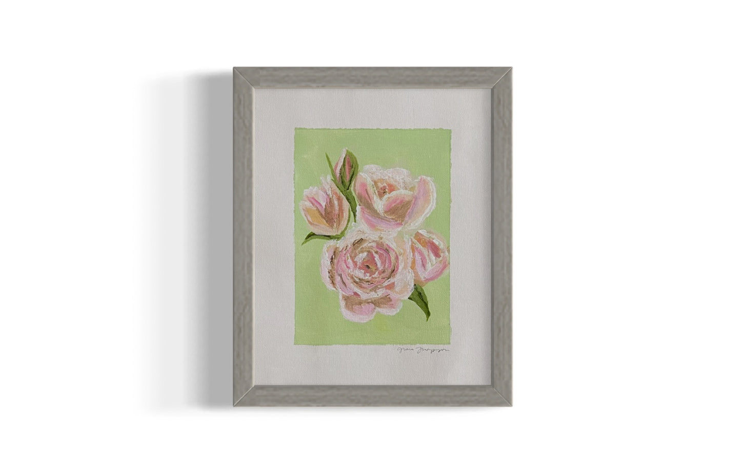Floral Study on Mint Original Acrylic Painting