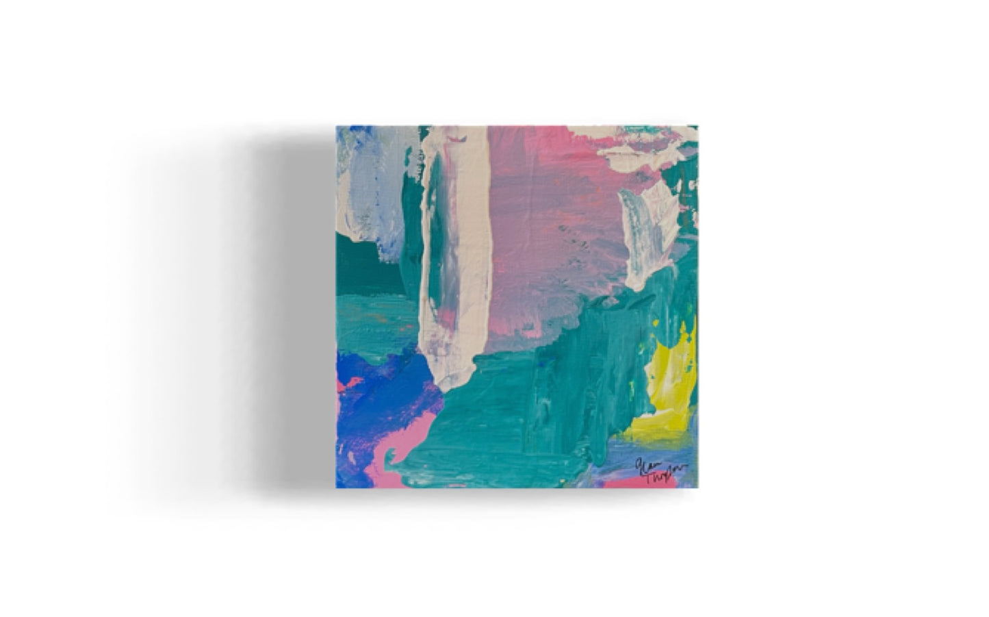 Colorful Mini Original Abstract Painting with wooden easel