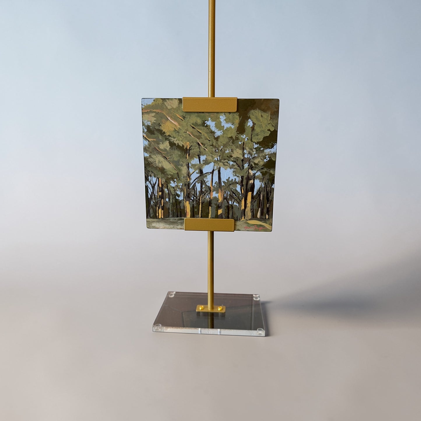 Golden Hour Pines Original Acrylic Painting with Easel