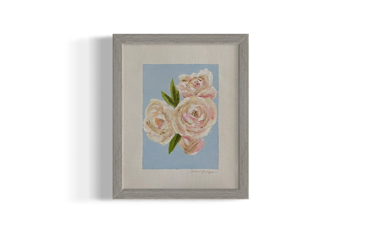 Floral Study on Blue Original Acrylic Painting