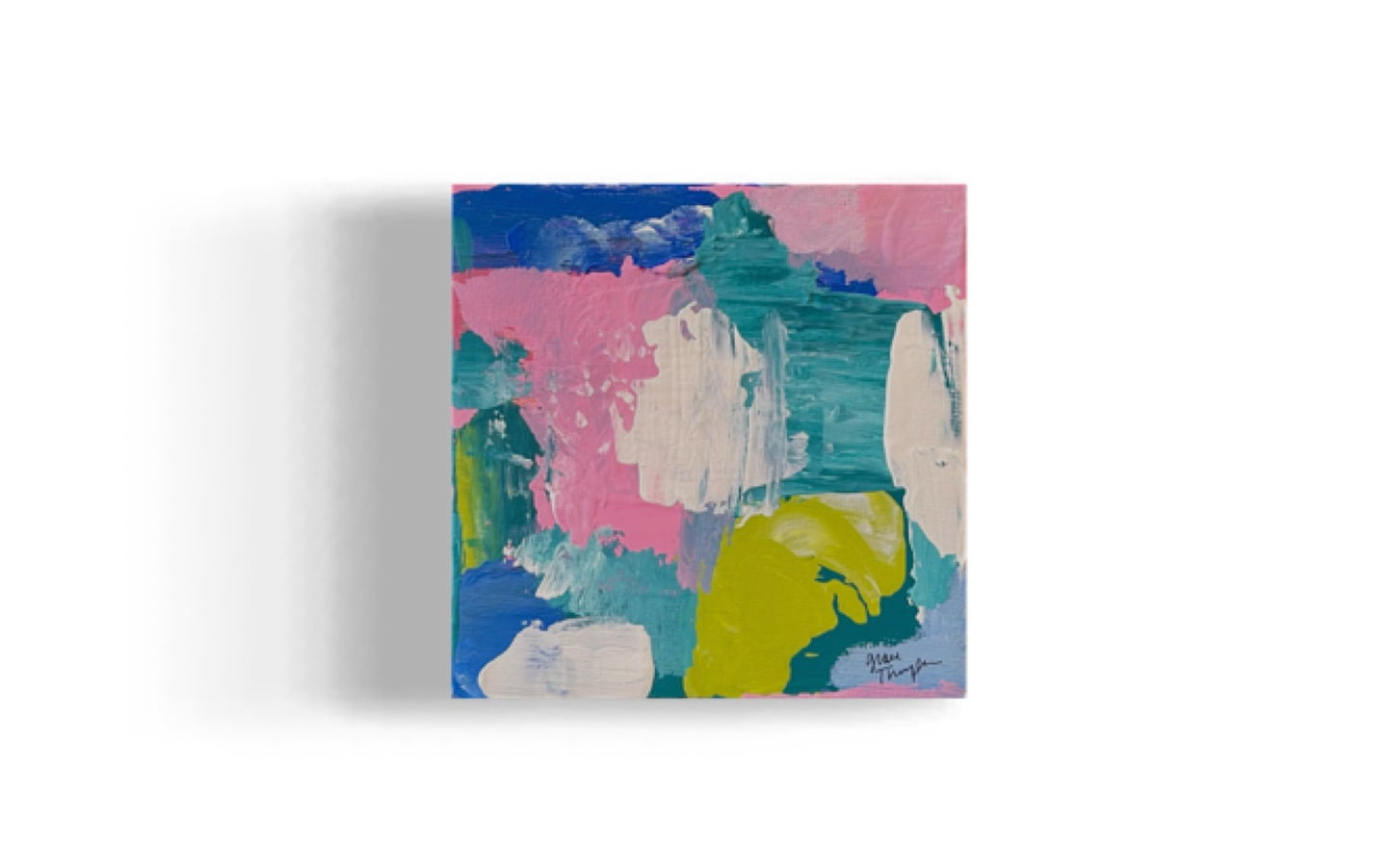 Original Abstract Mini Painting with wooden easel