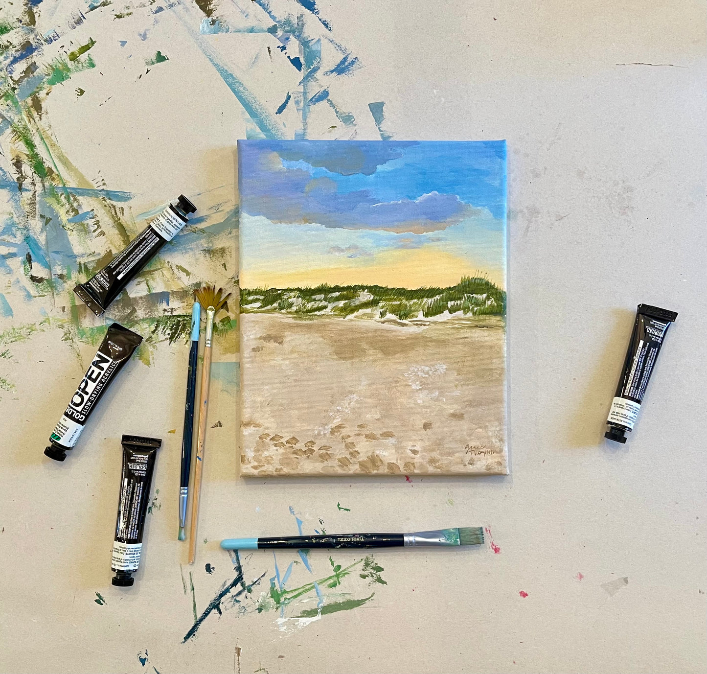 “Sunset Over Dunes” Original Coastal Landscape Painting
