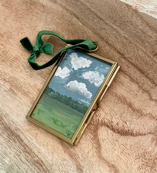 Landscape hand-painted Christmas ornament