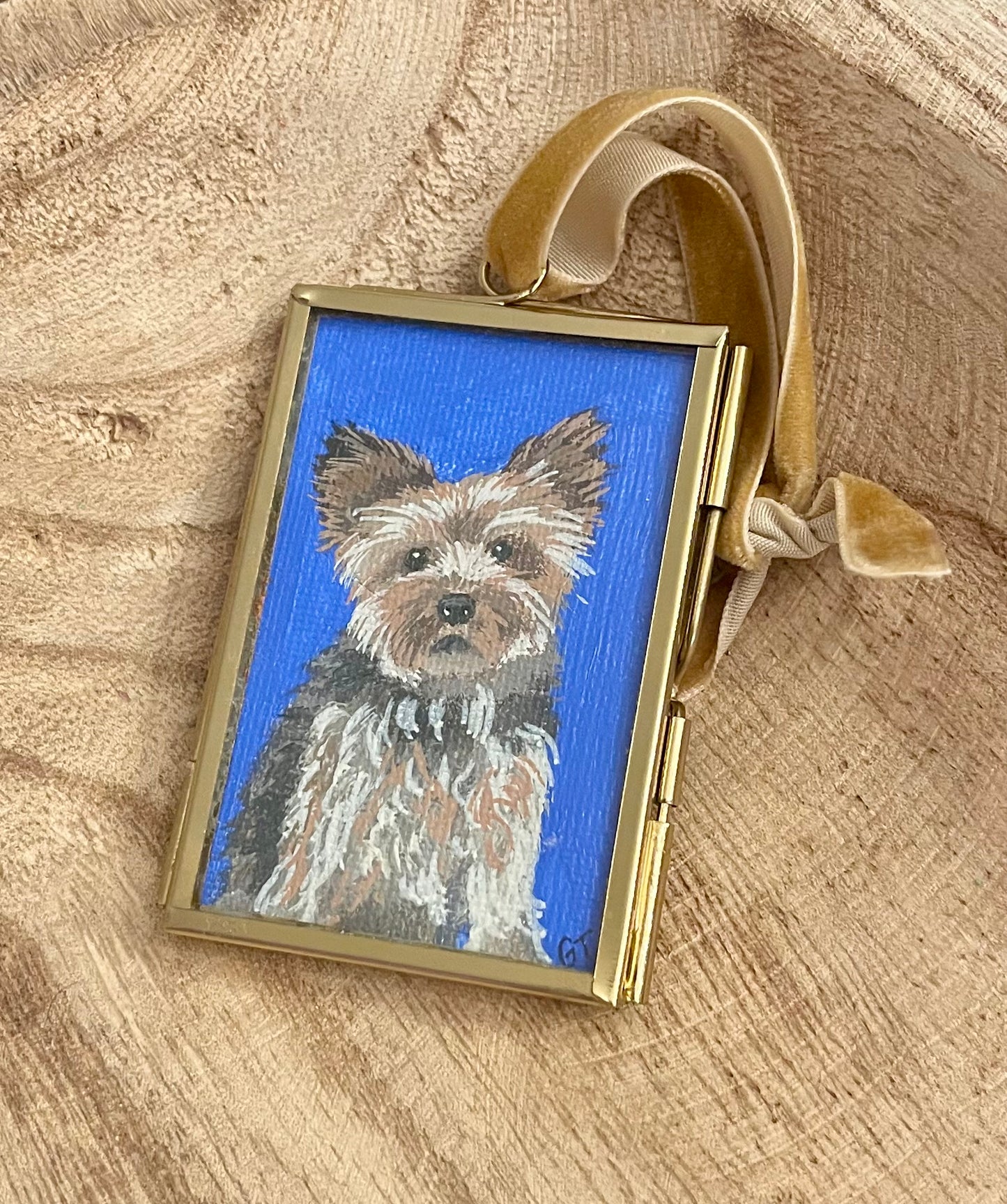 Yorkie Dog hand-painted Christmas ornament