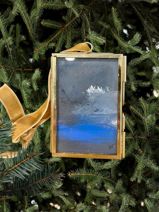 Blue abstract hand painted ornament