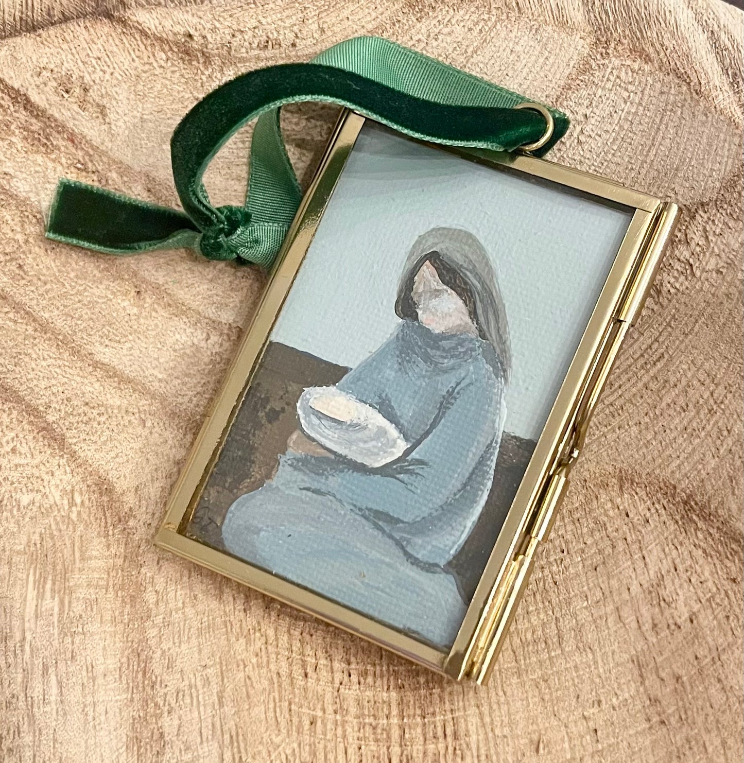 Mother and child hand-painted Christmas ornament