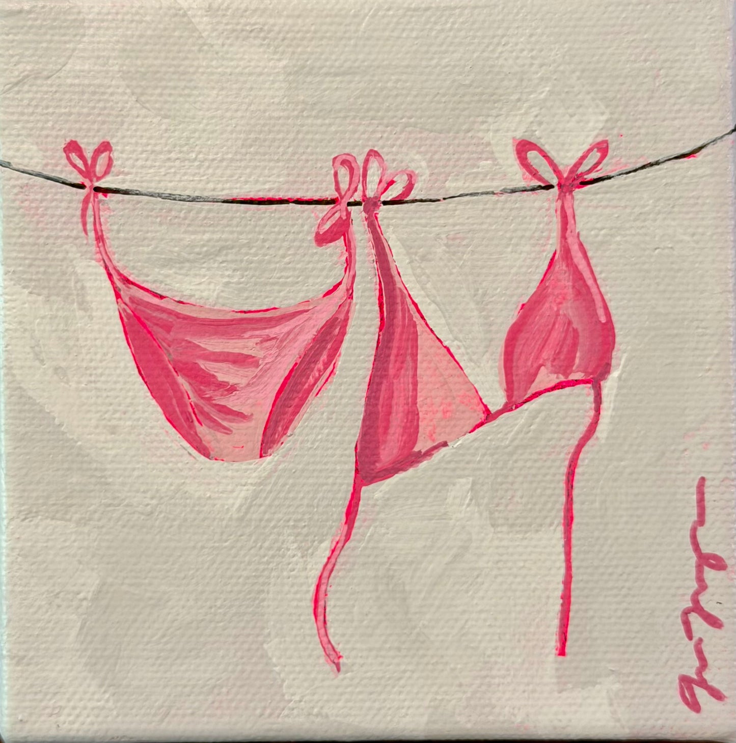 Pink Bikini summer mini painting