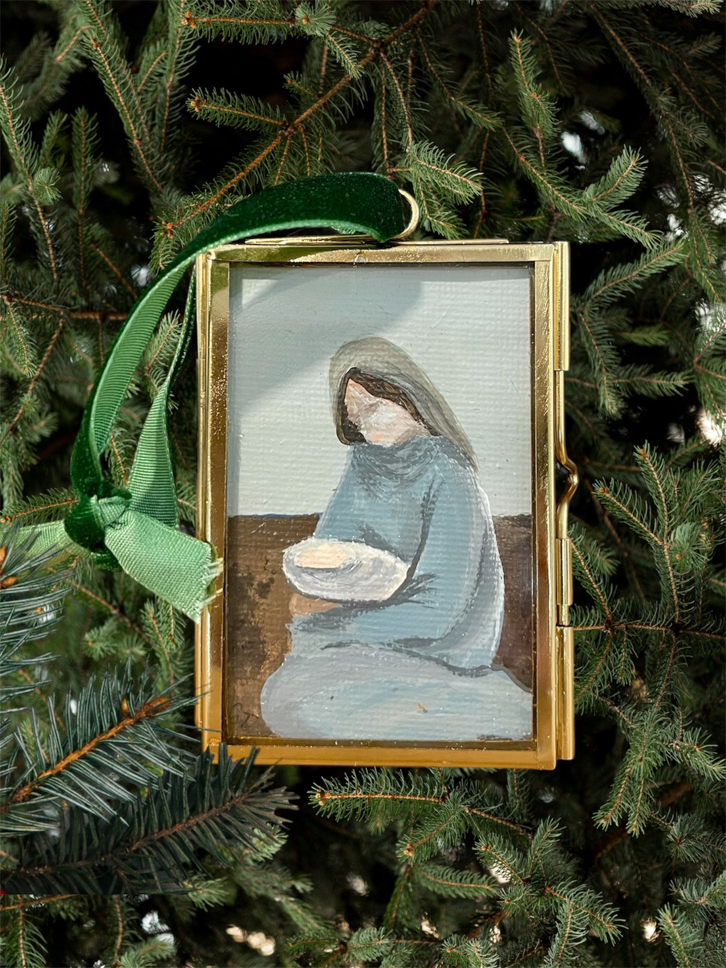 Mother and child hand-painted Christmas ornament