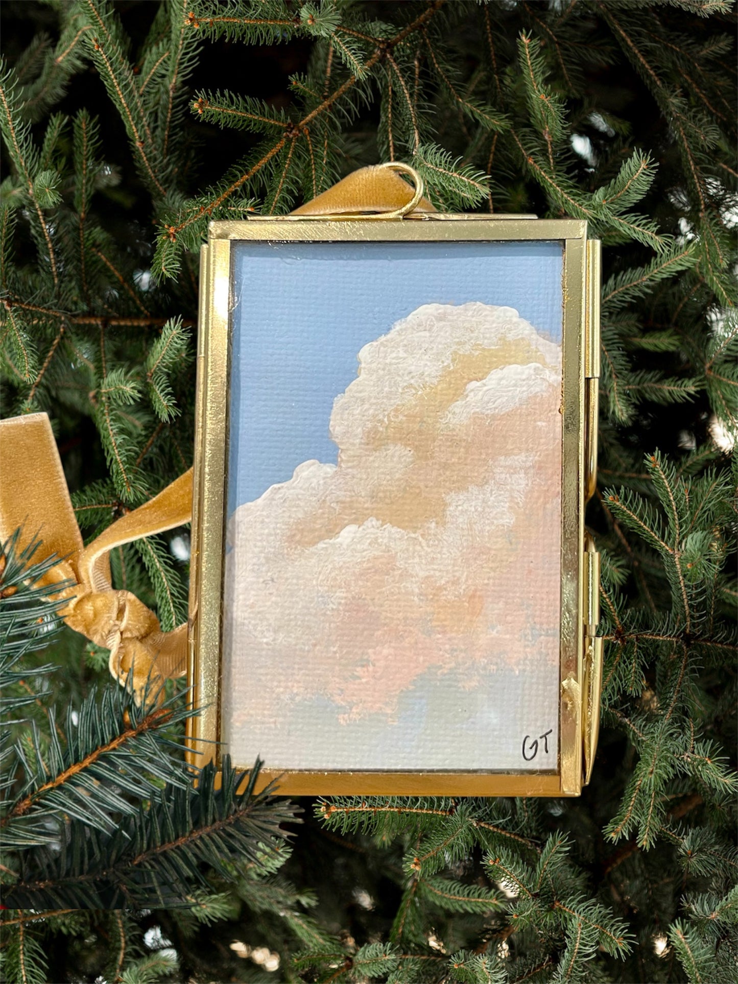 Clouds hand-painted Christmas ornament