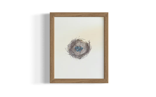 Bird Nest Watercolor Art Print