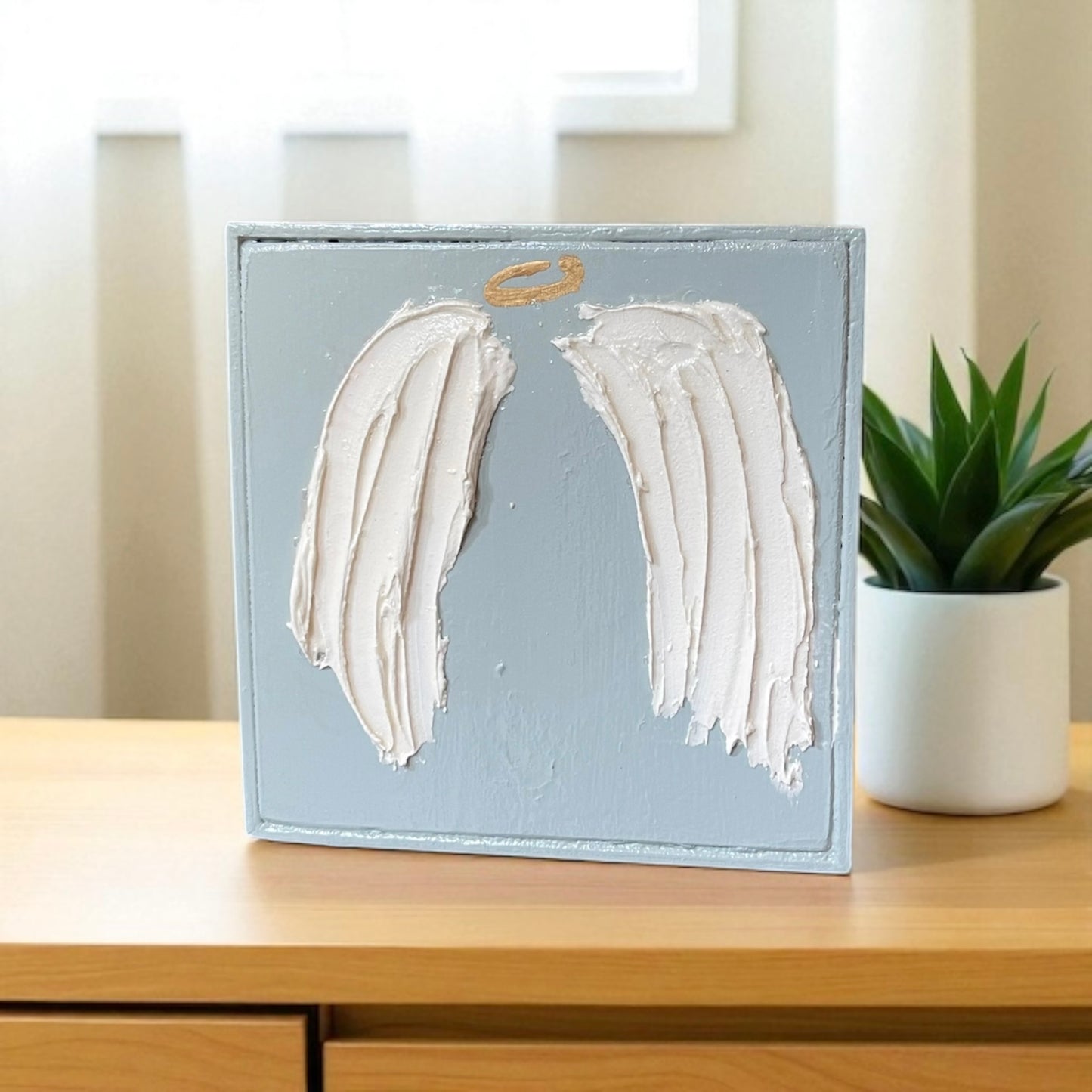Angel Wings Textured Shelf Art