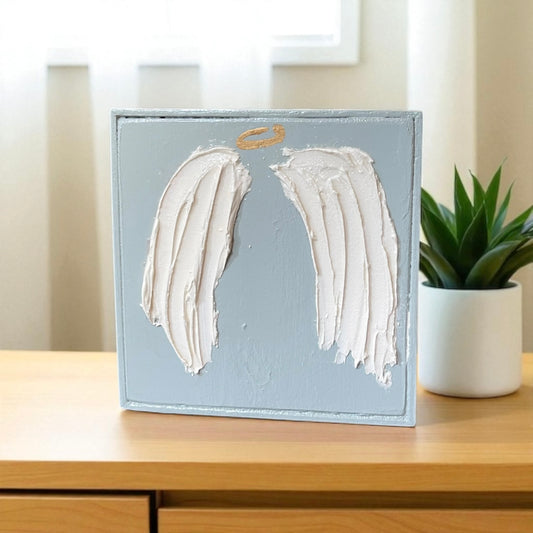 Angel Wings Textured Shelf Art