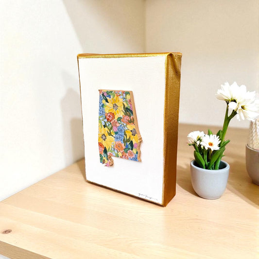 Alabama Floral State Silhouette shelf art No. 1