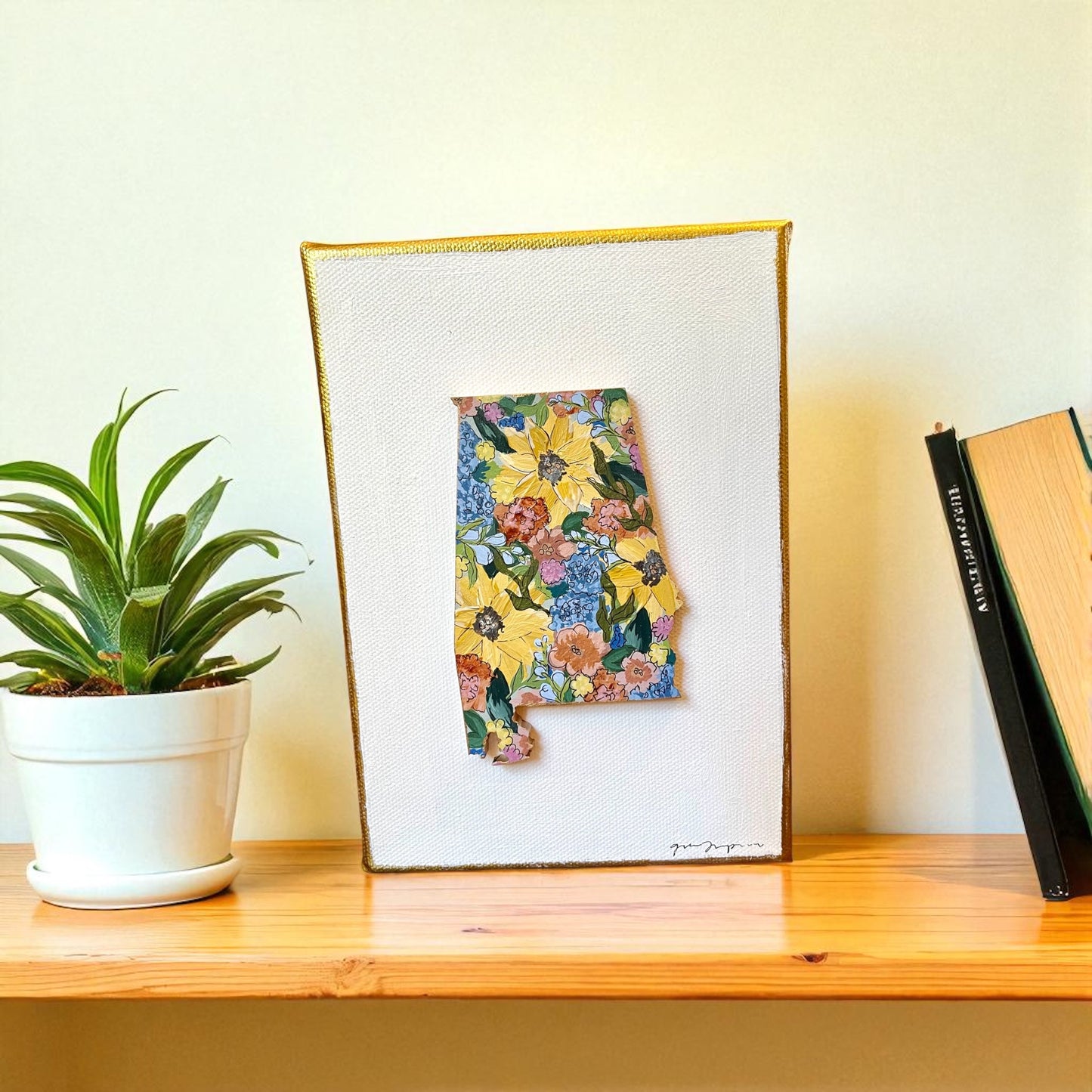 Alabama Floral State Silhouette shelf art No. 1