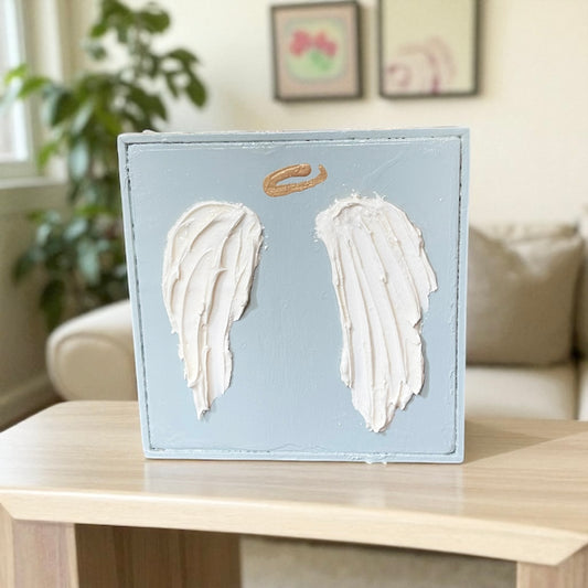 Angel Wings Textured Shelf Art