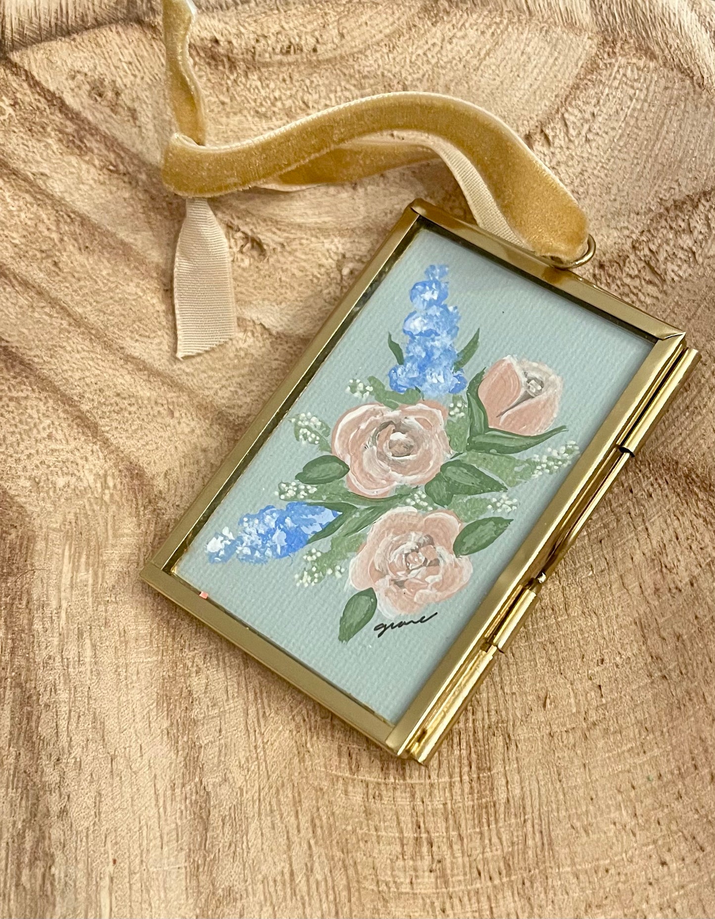 Vintage Flowers hand-painted Christmas ornament