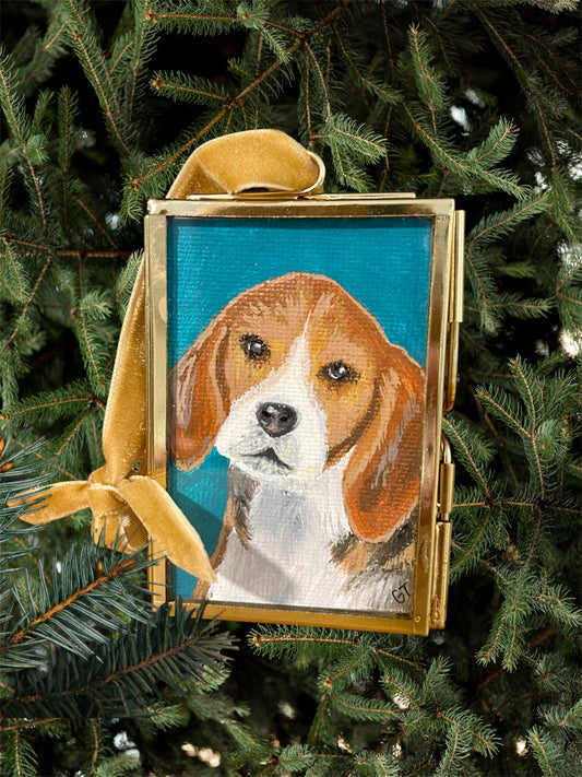 Beagle hand-painted Christmas ornament