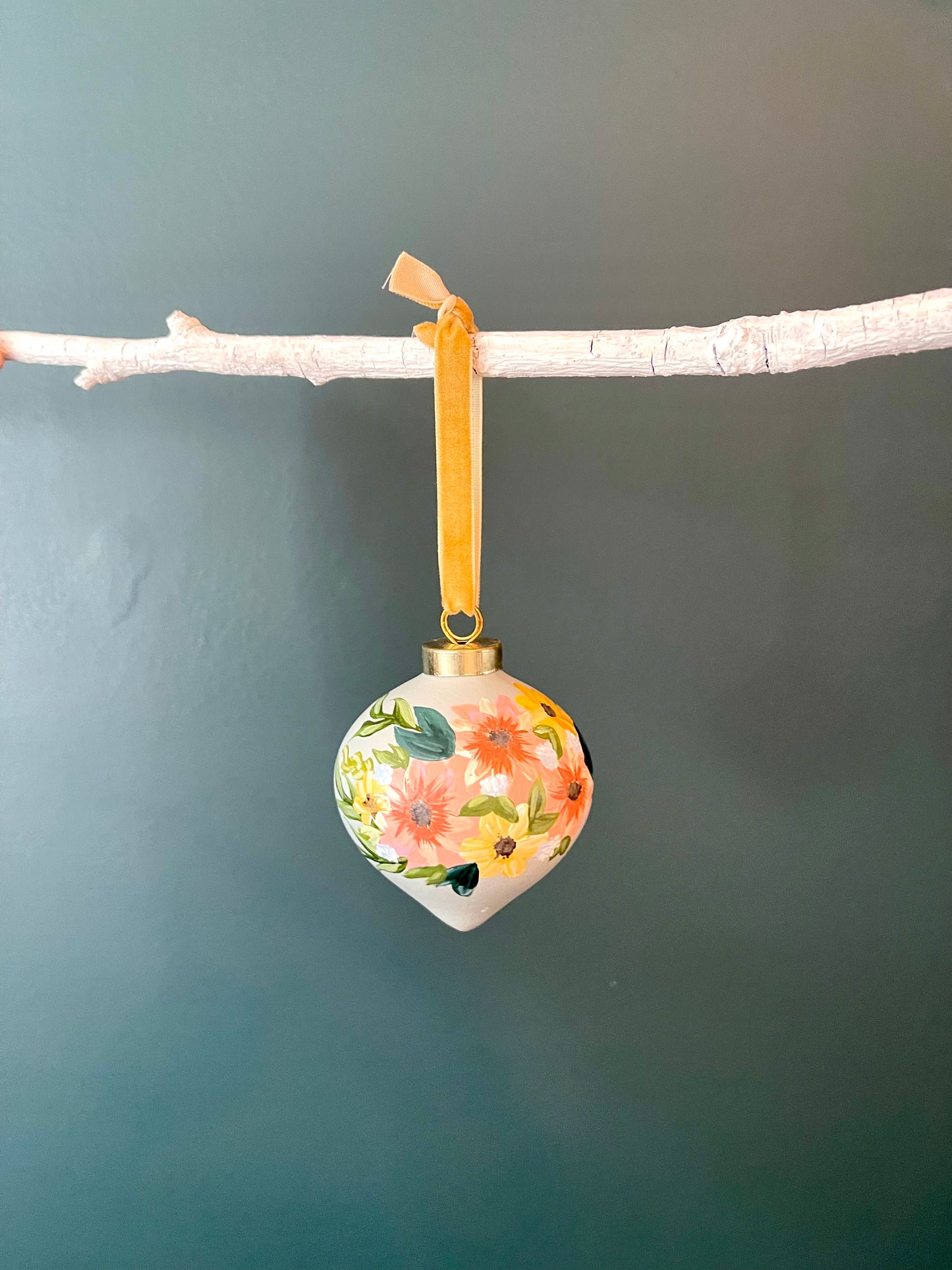 Floral hand-painted Christmas ornament