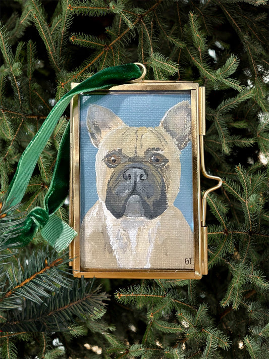 French Bulldog hand-painted Christmas ornament