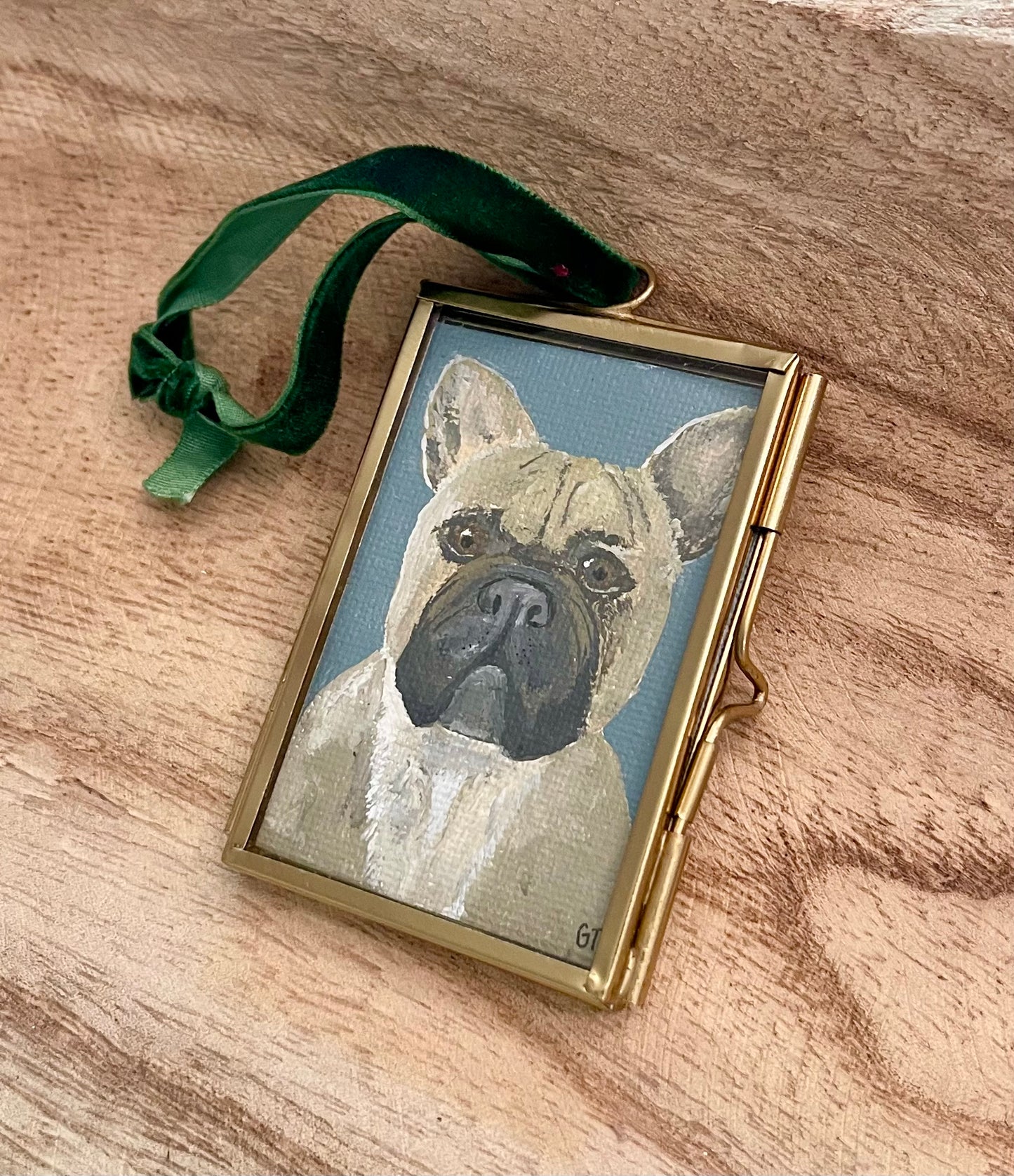 French Bulldog hand-painted Christmas ornament