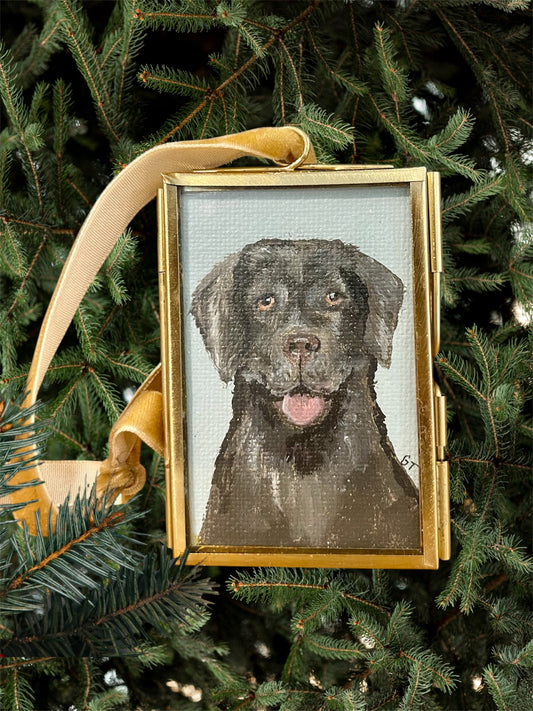 Black Dog Hand-painted Christmas ornament