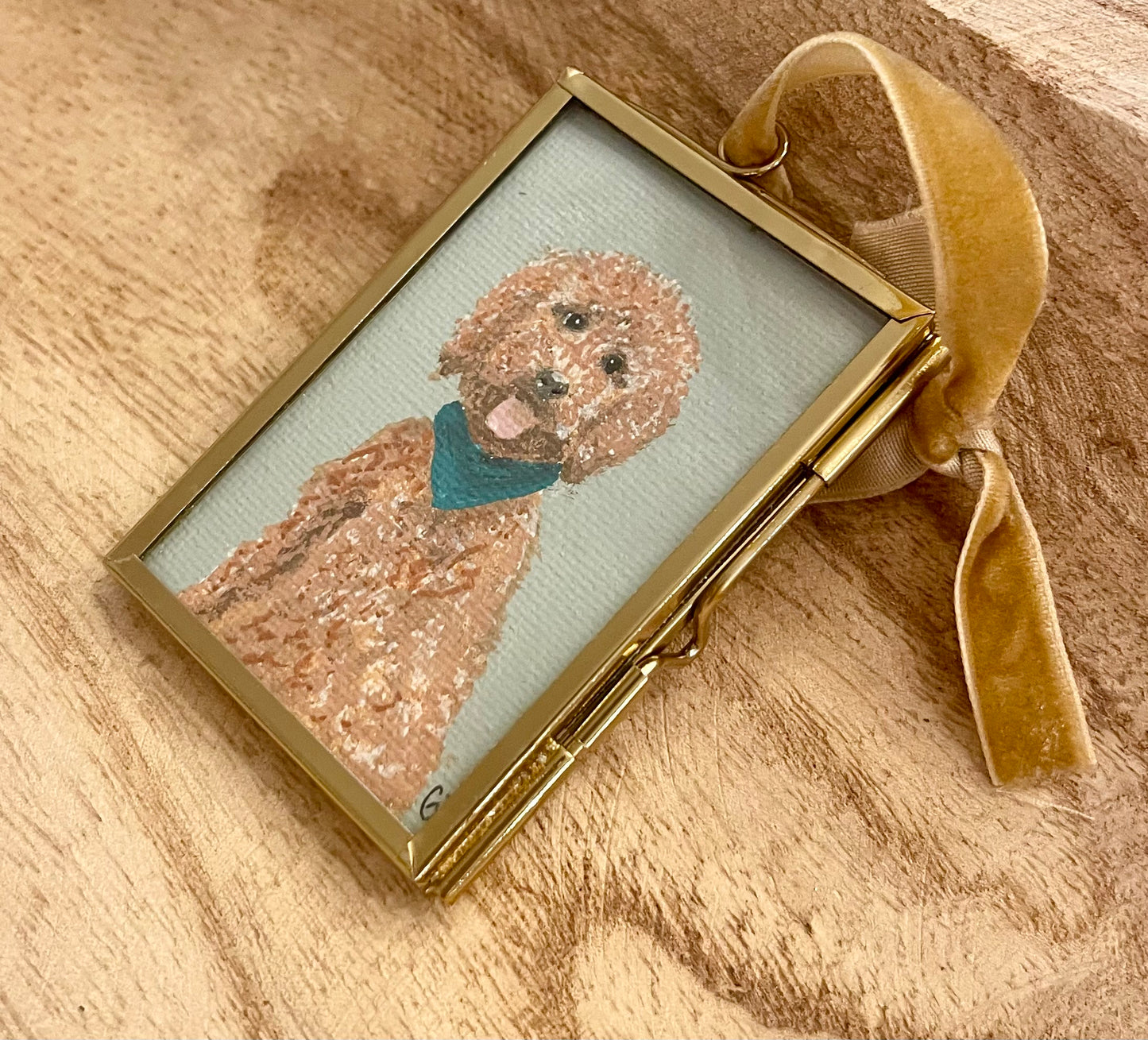 Golden Doodle hand-painted Christmas ornament