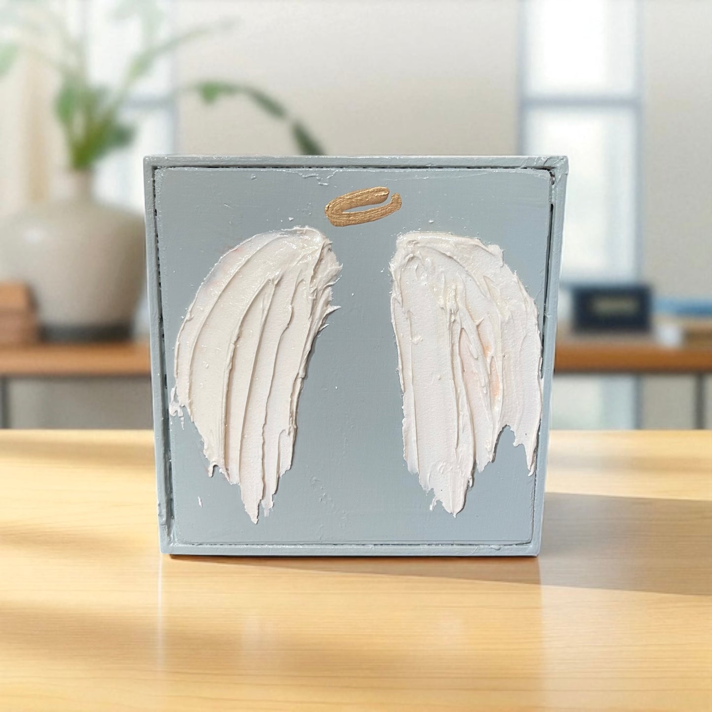 Angel Wings Textured Shelf Art