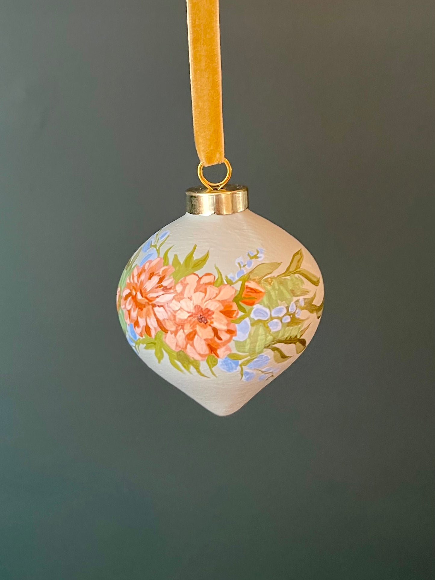 Vintage Flowers hand-painted Christmas ornament