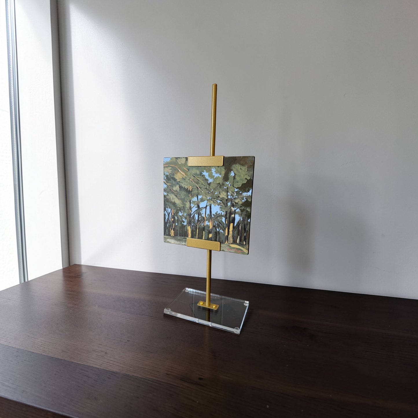 Golden Hour Pines Original Acrylic Painting with Easel