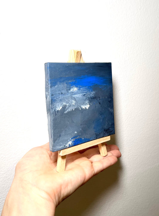 Black and Blue Original Abstract Mini Painting